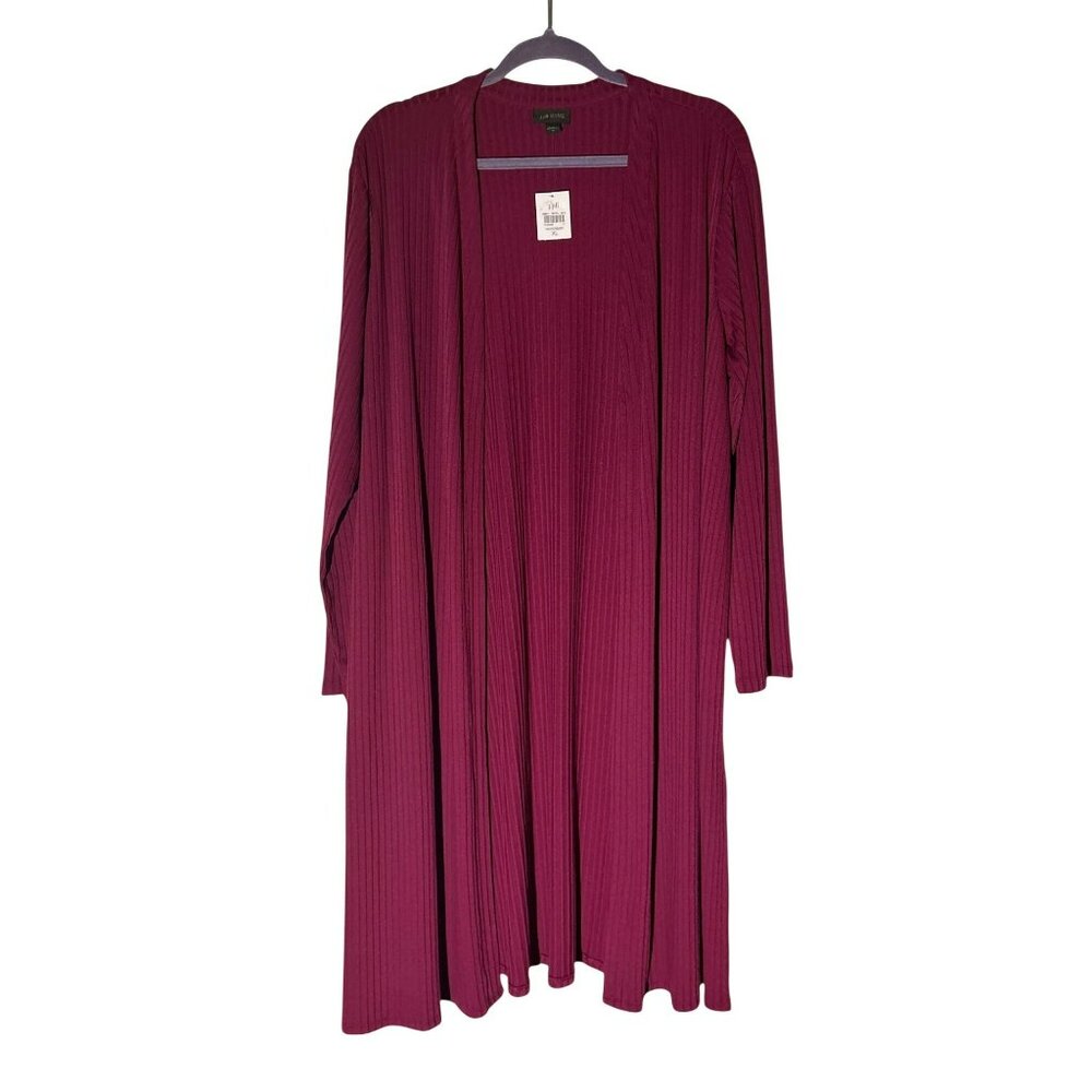 NWT J. Jill Wearever Collection Winterberry Long Ribbed Open Drape Cardigan XL